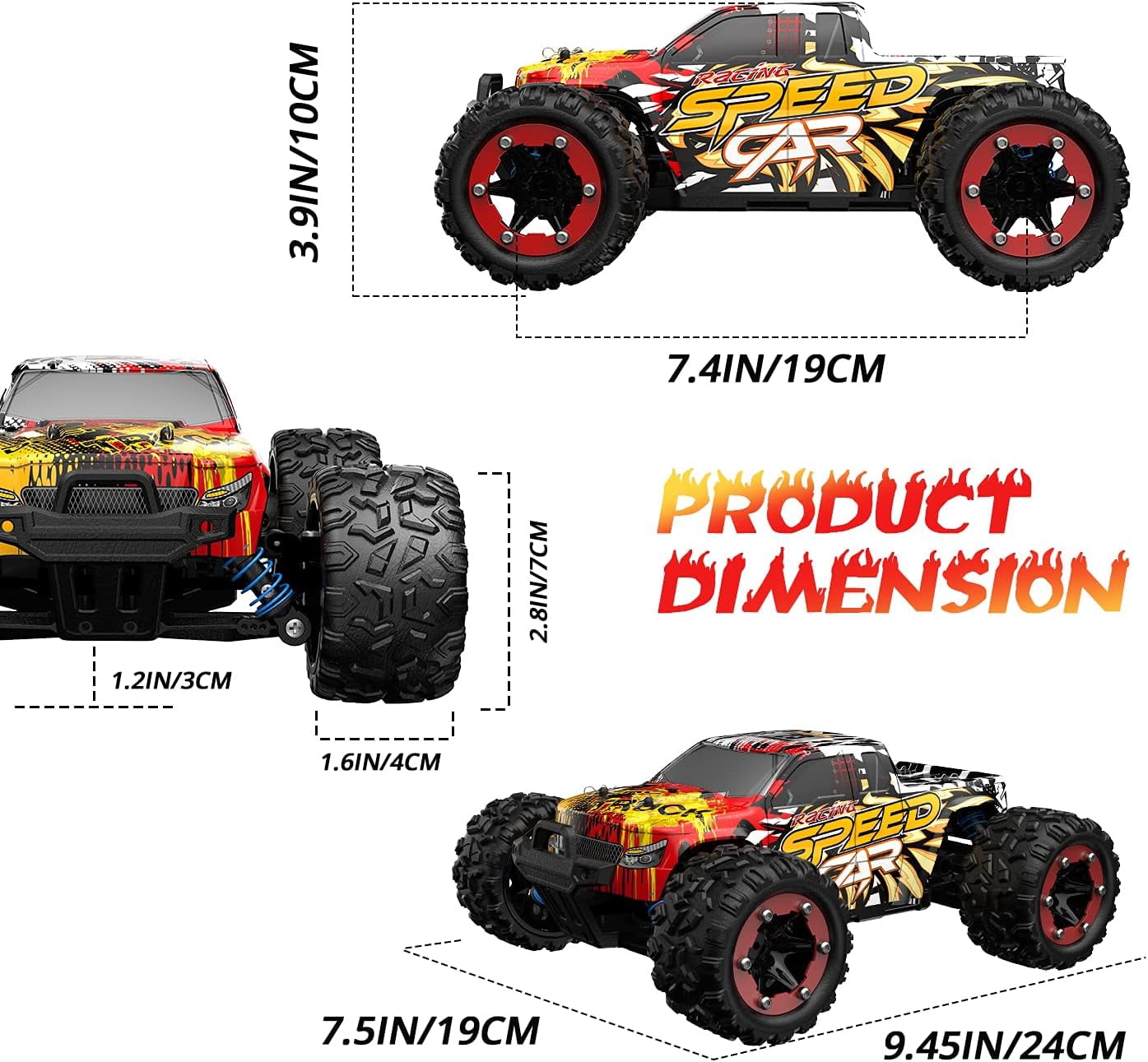 JoyStone RC Car 30+ mph High Speed Remote Control Car for Adults, 1:16 Scale 4WD All Terrain Off-Road RC Monster Truck Gifts for Boys, 2 Batteries