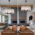 thumbnail image 3 of 23.6" French style Modern Crystal Chandelier - Black Wrought Iron Ceiling Light with 6 E14 Sockets (Bulbs Excluded) & 27.5" Adjustable Chain, 4.7" Ceiling plate Mount for Dining Room Living Room, 3 of 10