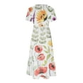 thumbnail image 4 of Nrmvnmi Women's 2024 Floral Boho Dress Wrap V Neck Short Sleeve Ruffle Hem A-Line Flowy Maxi Dresses Multicolor-XL, 4 of 5