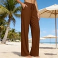 thumbnail image 2 of Pants for Women Cotton Linen Embroidered Wide Leg Pants Spring and Summer Loose High Waist Straight Casual Pants, 2 of 6
