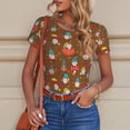 thumbnail image 4 of KLL Women 's Crew Neck Bodysuit Jumpsuits cute gnome Pumpkin Print Short onesies Stretch T Shirts, 4 of 5