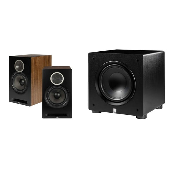 Elac DBR62-BK - Debut Reference 6.5" Bookshelf Speakers - Black, Pair and Elac PS250-BK - Varro Premium 10" 250 Watt Powered Subwoofer with Auto-EQ