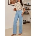 thumbnail image 5 of DOKOTOO Women's Wide Leg Jeans High Waist Elastic Waistband Denim Fashion Stretchy Casual Pants with Straight Leg, 5 of 9