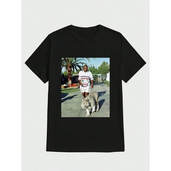 Mike Tyson Tiger T Shirt Iconic Style  Casual Digital Print Pure Heavy Cotton T Shirt 100%  Cotton