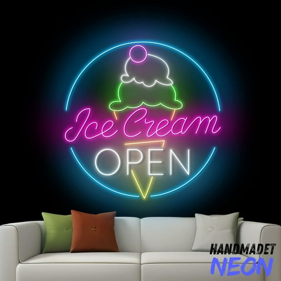 Handmadetneonsign Ice Cream Open Neon Sign, Ice Cream Wall Art, Ice Cream Store Wall Decor 046257