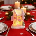 thumbnail image 5 of LED Lighted Christmas Village House Ornaments, Resin Mini Snow Houses Figurines, Winter Village Desktop Decoration for Home Office Tabletop Decor, 5 of 5