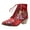 Red, variant on Womens Ankle Booties Vintage Floral Embroidered Block Heel Cowboy Boots Heighten Booties