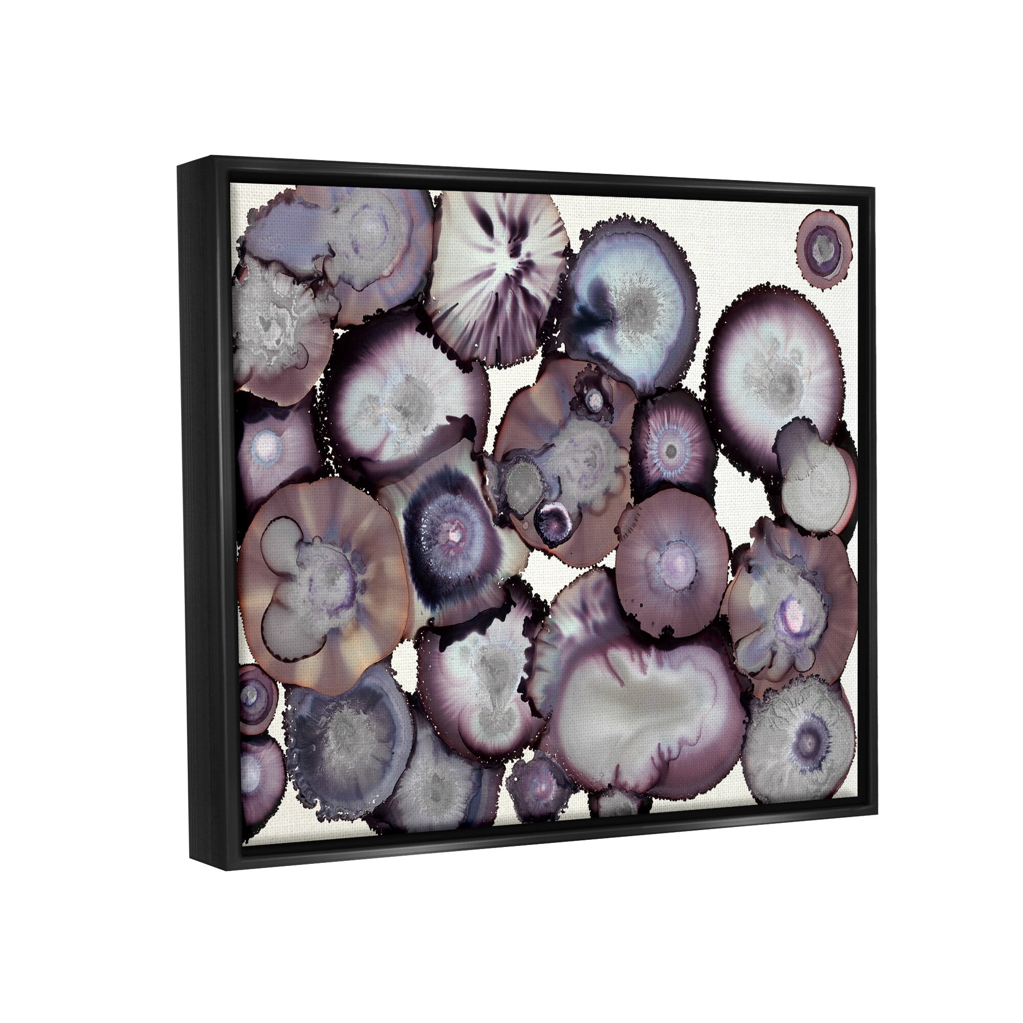 Stupell Industries Grey and Purple Abstract Geode Jet Black Framed Floating Canvas Wall Art, 24x30, by Laura Van Horne