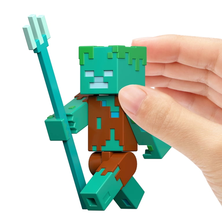 Minecraft, Drowned Action Figure & Accessories Set, 3.25-inch