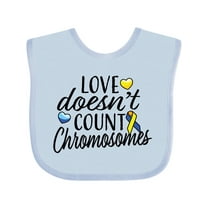 Inktastic Love Doesnt Count Chromosomes with Yellow and Blue Ribbon Boys or Girls Baby Bib