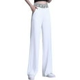 thumbnail image 1 of Pantalones rectos de pierna ancha para mujer Pantalones largos Palazzo Pantalones rectos, elásticos Todos Blanco, 1 of 3