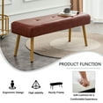 thumbnail image 4 of Modern Ottoman Bench with Padded Seat, Leather Upholstered Footrest Stool Bedroom Bench with Metal Legs, 4 of 8