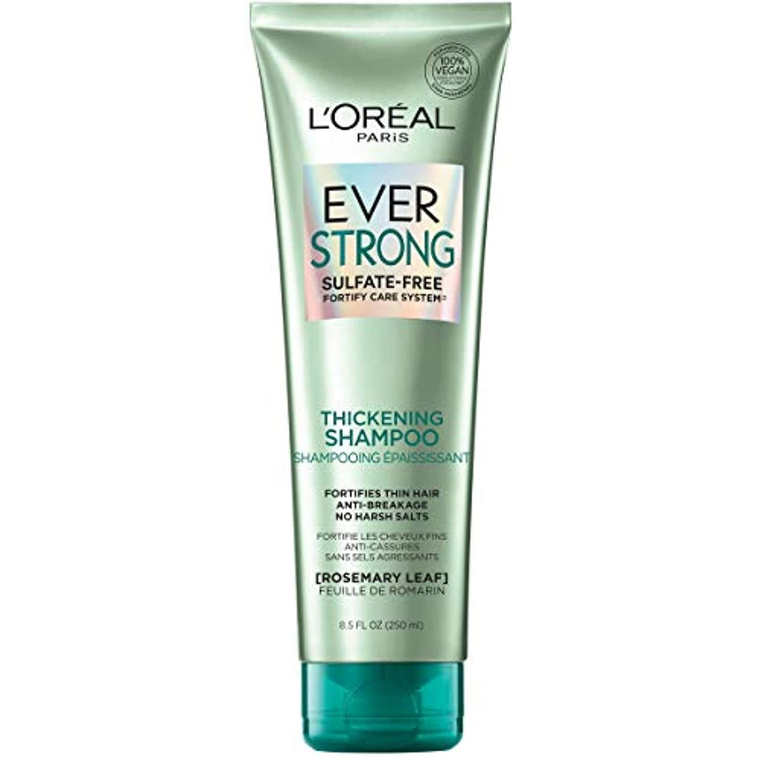 Loreal Paris Everstrong Thickening Sulfate Free Shampoo, Thickens + Strengthens, For Thin, Fragile Hair, With Rosemary Leaf, 8.5 Ounces (Packaging May Vary)