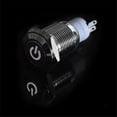 thumbnail image 4 of 2 Interruptores de Botón para Coche de 12 V CC con Luz LED para Orificio de Montaje de 16 Mm Y 5/8 Pulgadas. Sunnimix  Interruptor LED de metal de aluminio para automóvil, 4 of 8
