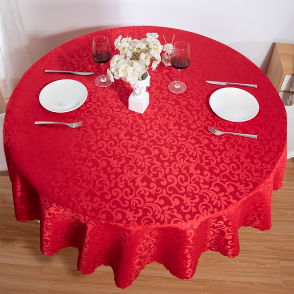 Eespoir Hotel Wedding Tablecloths, Restaurant Round Table Cloths, Dining Table Covers, For Wedding and Party Decorative, Home Party Decorations, Washable Fabric(Red)