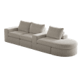 thumbnail image 4 of 99-Inch Chenille Cloud Curved Sectional Sofa with Chaise, L-Shaped Modern Boneless Couch with Deep Seats, Chenille Sectional Sofa for Living Room and Bedroom, No Assembly Required (Beige), 4 of 11