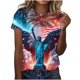 thumbnail image 1 of Tops de Ajuste Suelto para las Mujeres Sudadera Casual Impresa Manga Corta Cuello Redondo Superior, Poliéster, 1 of 6