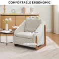thumbnail image 5 of iooHug Mid-Century Chenille Upholstered Accent Chair, 250lbs Arm Chair with Wooden Frame for Living Room, Bedroom（Beige）, 5 of 7