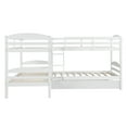 thumbnail image 4 of Twin L-Shaped Bunk Bed with Trundle, Loft Bed for Kids, White, 4 of 9
