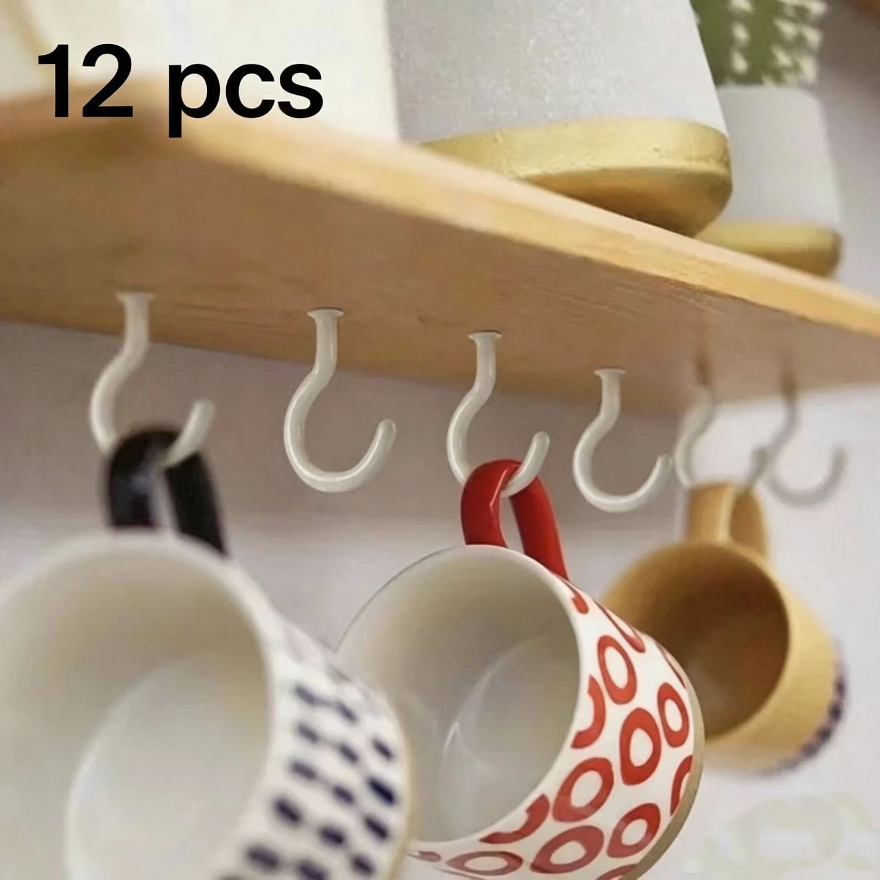 Vruelia 2.9" Large Ceiling Hooks, 12 Pcs Heavy Duty Screw-in Wall Hooks, Vinyl Coated Sturdy Screw Cup Hook for Hanging Plants, Mugs, Wind Chimes, Utensils (Easy to Install)