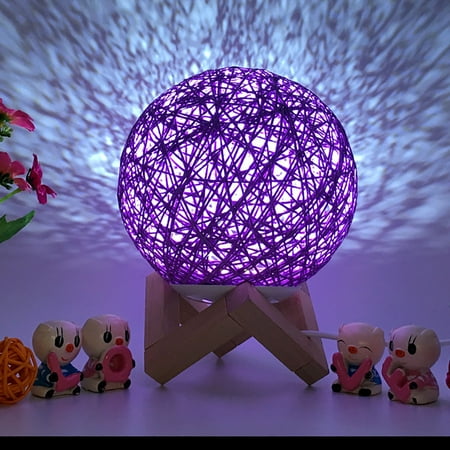

3D LED Rattan Moon Night Light Moonlight USB Charging Table Desk Moon Lamp