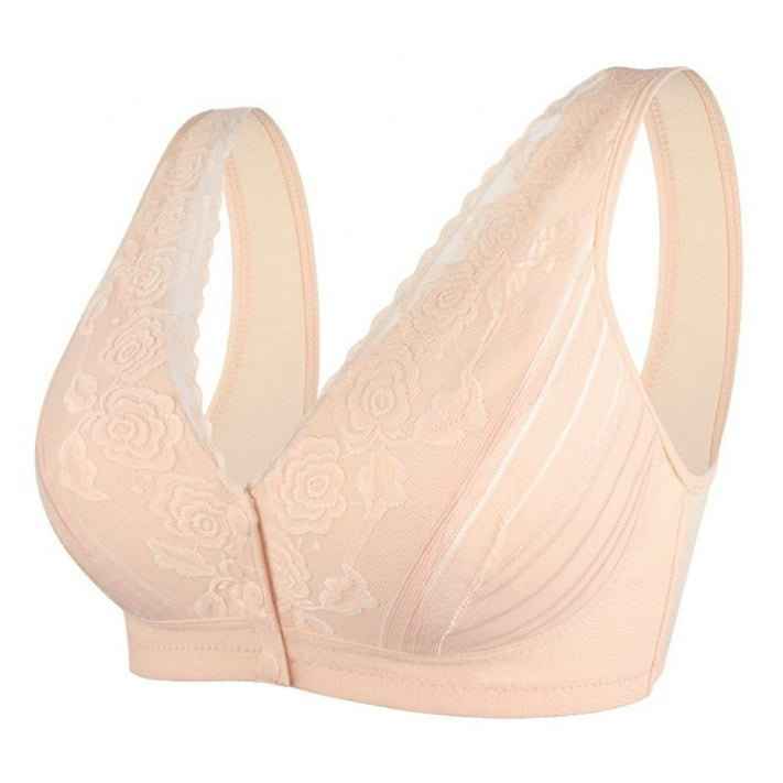 Women's Front Closure Cotton Bra Button Snap Closure Comfort Wireless ...