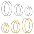 thumbnail image 5 of Plated Polished Rounded 925 Sterling Silver Hoop Earrings for Women, 5 of 5