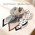 thumbnail image 2 of Herbert Women's Silk-like Long Scarves, 3-Piece Set, Double-Sided Print, Lightweight Fashion Neck Scarves or Belts for Summer,140*13cm,White Pink Green,3-Piece Set, 2 of 15