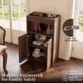 thumbnail image 3 of OMCPET Bathroom Floor Storage Cabinet with 2 Rattan Doors, Freestanding with Adjustable Shelf & Open Storage for Living Room, Hallway, 3 of 8