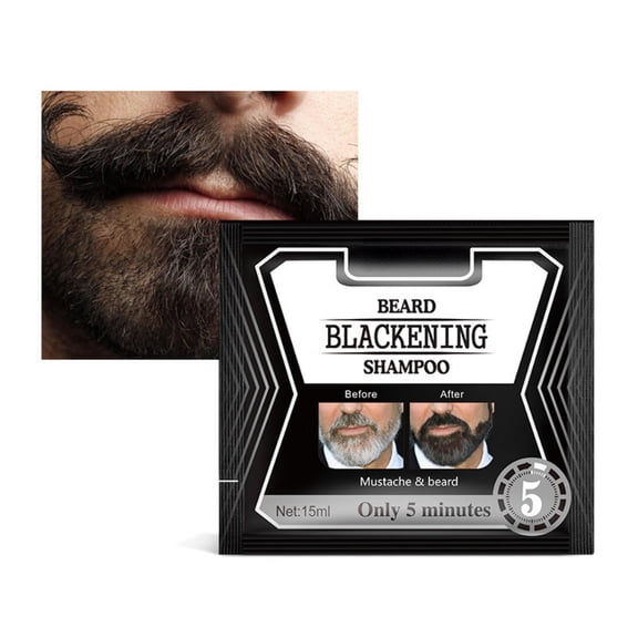 Black Beard Dye Shampoo, Beard Care Repair Grey Cover Mustache Conditioner Softener, Fragrance Free
