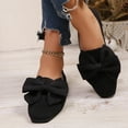 thumbnail image 3 of Rokment Bow Dressy Shoes for Women Ladies Bride Wedding Bowknot Fashion Casual Square Toe Low Heels Business Office Walking Flat Spring Fall Loafers Black Size 6.5, 3 of 6