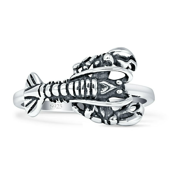 Crawfish Lobster Oxidized Ring 925 Sterling Silver Size 5