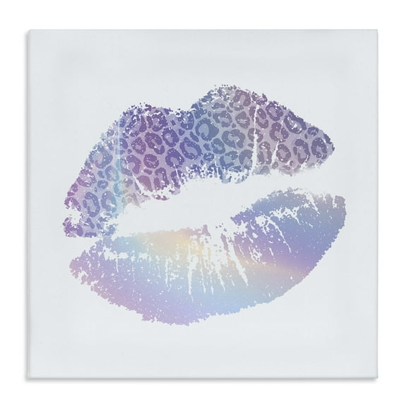 Stupell Industries Glam Patterned Kiss Fashion Painting Wrapped Canvas Canvas Art Print Wall Art, 17 x 17