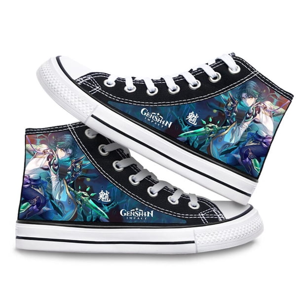 Zapatos de lona Genshin Impact, zapatillas altas, disfraz de Cosplay con estampado 3D para niños y niñas, zapatos Kawaii, regalos de Anime para niñosk43 Deng Xun unisex