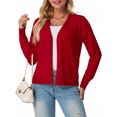thumbnail image 2 of JWD Womens Cardigan Open Front Button Down Long Sleeve Knit Sweater Top Lightweight Casual Layering Cardigan Red L, 2 of 4