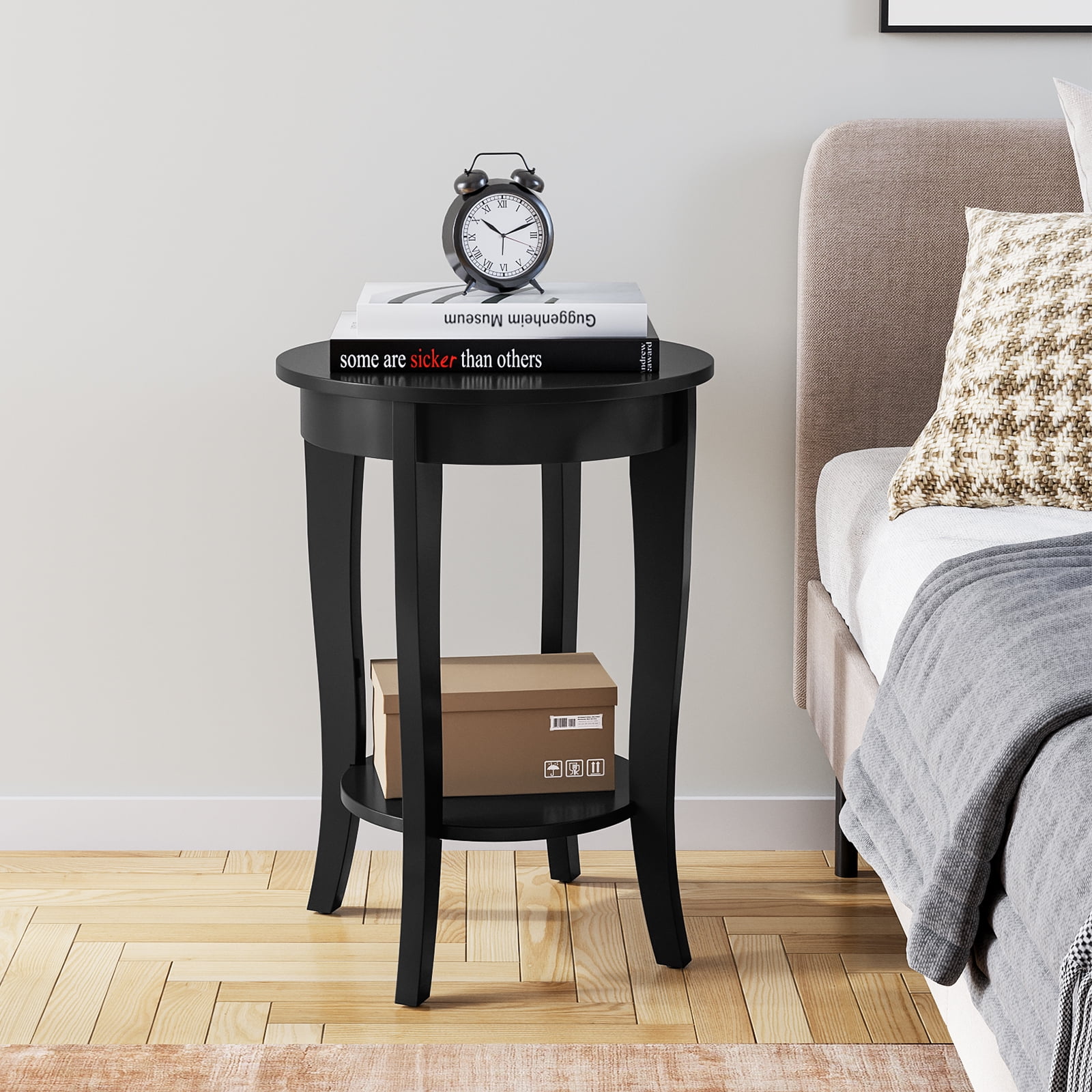 GymChoice Small Round Side End Table,Modern Nightstand Heritage Round End Table Living Room