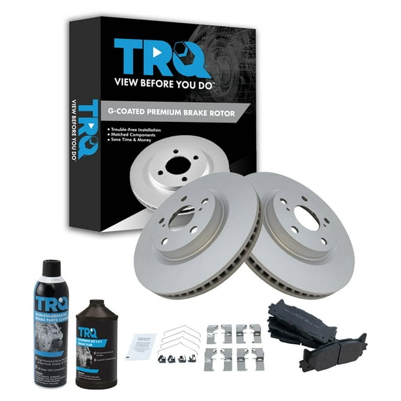 TRQ Front Metallic Brake Pad & G-Coated Rotor Kit w/Chemicals for Toyota Lexus BKA16860 Fits select: 2008-2017 TOYOTA CAMRY, 2007-2018 LEXUS ES