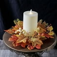 thumbnail image 2 of 3 Packs Candle Wreath with Maple Leaves & Faux Berries - Fall Table Centerpiece Decor for Thanksgiving, Pumpkin Patch, Fireplace & Home - Reusable PVC Candle Holder Ring, 2 of 7