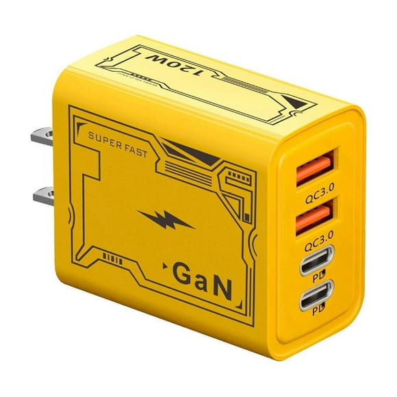 Chargeur US 120W Double Pd et Double Usb avec Technologie Gan, Boîtier Compact, Prise en Charge de la Recharge Rapide pour Téléphones, Tablettes et Ordinateurs Portables, Norme US