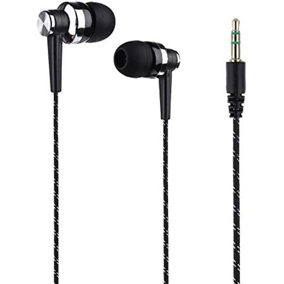 LUYANhapy9 Casque Filaire Stéréo Ligne Tressée Musique Intra-Auriculaire Sans Micro Noir