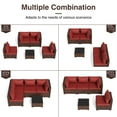 thumbnail image 6 of ELPOSUN 5 Pieces Patio Furniture Set All Weather Outdoor Sectional Sofa, Outdoor Modern Sectional Furniture Wicker Couch with Glass Coffee Table, Thicken Red Cushions, Water Resistant, 6 of 9