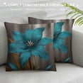 thumbnail image 3 of Fenyluxe Blue Flower Modern Farmhouse Rustic Decorative Pillow Cases with Zipper for Home Decor Car Couch Bedroom, Aesthetic Design, 1PC 12x12in, 3 of 5
