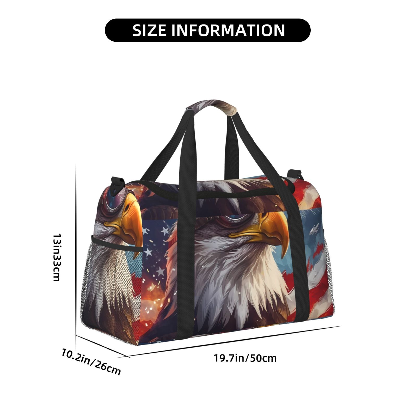 Fuzoiu Bald Eagle Pilot Print Travel Duffle Bag,Carry On Tote Bags,Duffel Bag,Sport Gym Bag, Hospital Bag for Labor and Delivery, Overnight Bag,Luggage Bag