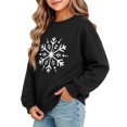 thumbnail image 2 of Girls Snowflake Print Crewneck Sweatshirt, Soft Long Sleeve Pullover Top for Kids, Casual Winter Fleece Lined Sweater Shirt for School Daily Wear, 2 of 6