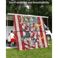 thumbnail image 3 of 4th of July RV Awning Sun Shade Screen 9'X7' Patriotic Starfish Anchor Mesh Sunscreen Red Stripes Leaves Awning Shade Screen with Zipper UV Blocker Completed Kits for RV Motorhome Camper, 3 of 7