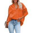 thumbnail image 3 of Femmes Casual Bouton V Sweat à Capuche Pull Oversize avec Poches, 3 of 5