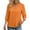 Orange, variant on Women's Lace Trim Blouses V Neck Puffed 3/4 Sleeve Lounge Shirts Loose Fit Solid Color Tunic Tops for Daily Work Orange S