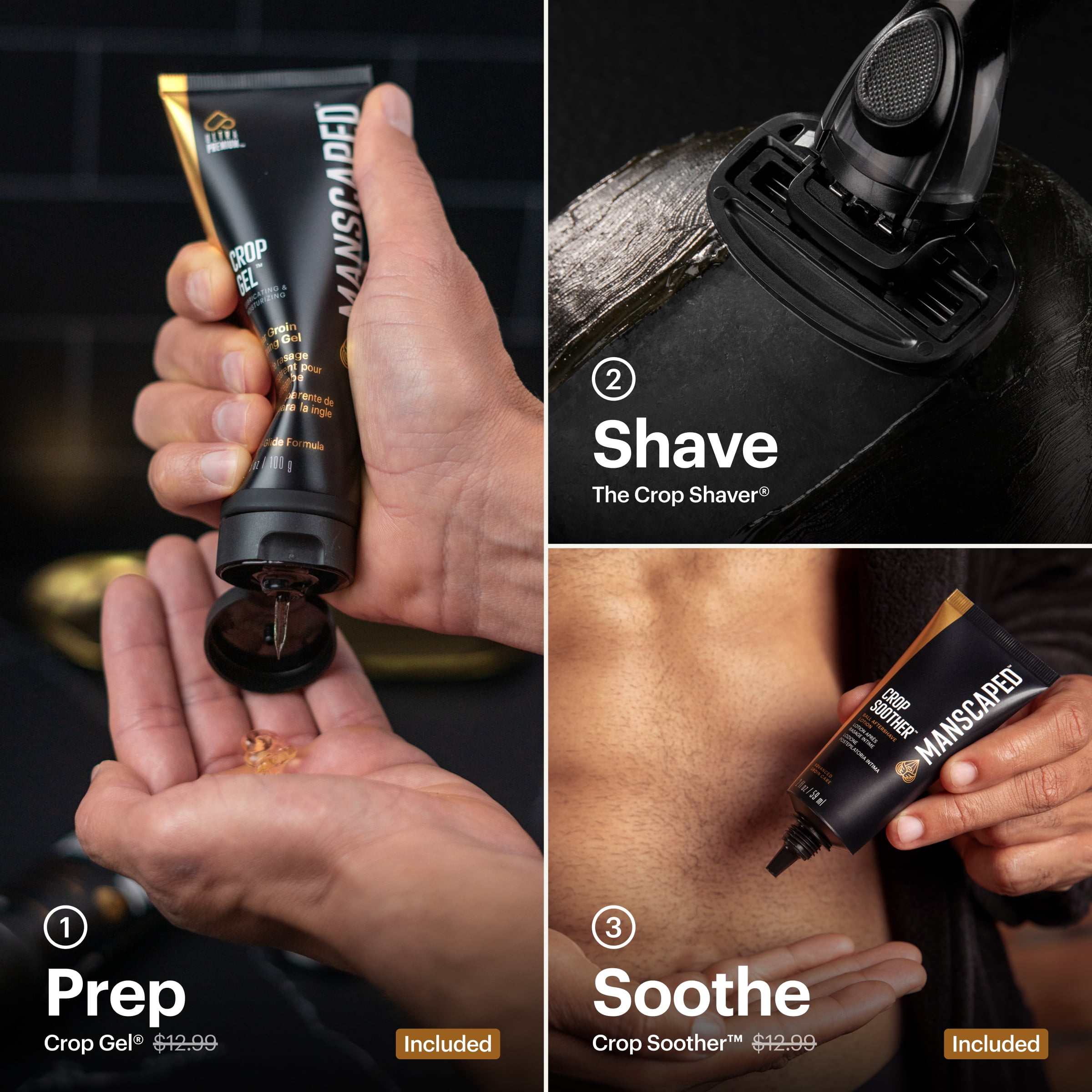 MANSCAPED® Get Close Kit for Men, 3-Step Shaving Routine with Crop
