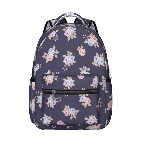 Pioneer Flower Floral Print Pattern Backpack for School, Cute School Bag with Adjustable Shoulder Straps and Padded Back, 15.3"x11"x7.1"