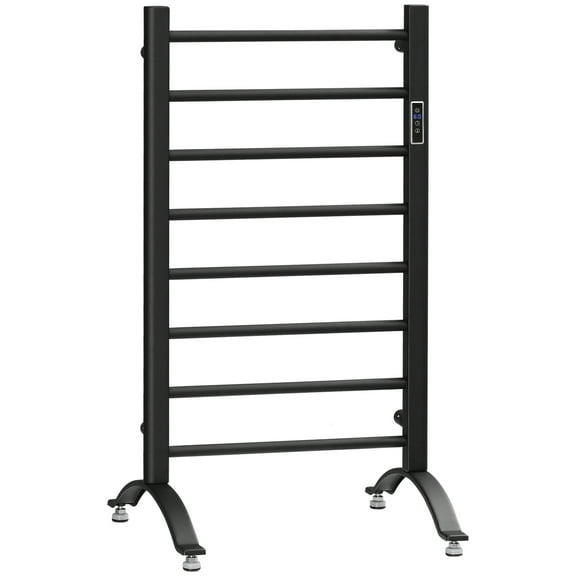 HOMCOM 8-Bar Wall Mounted & Free Standing Plug-in Electric Towel Warmer, Black